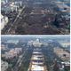 Photos of President Obama’s inauguration in 2009 (top) and President Trump’s inauguration in 2017 (bottom)